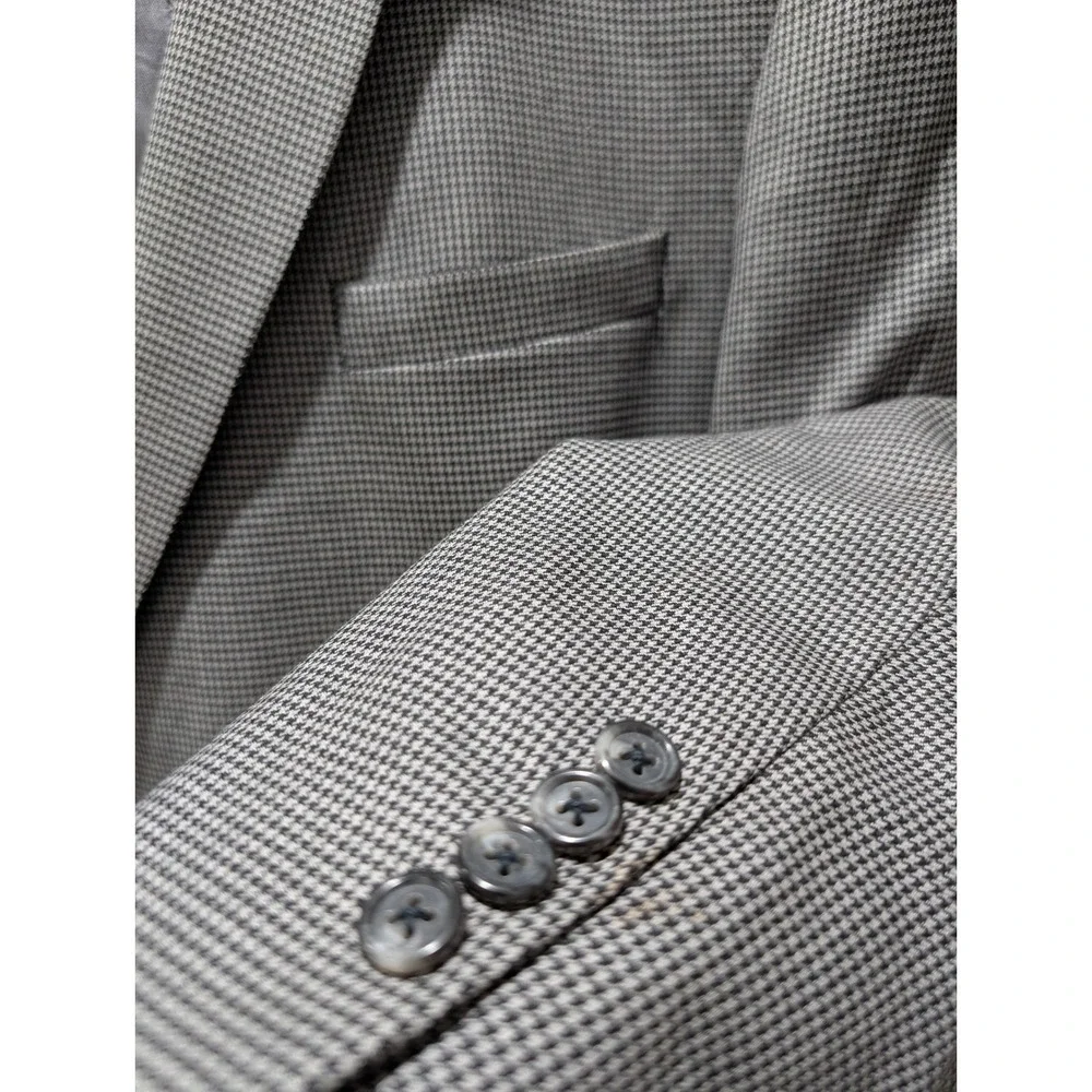 Jos A Bank Signature Collection Grey Houndstooth Wool Sport Coat Blazer 46 LG‎